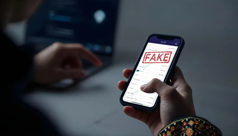 صفحه انتقال وجه جعلی روی تلفن هوشمند
