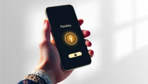 نمایش کلمه passkey روی صفحه موبایل