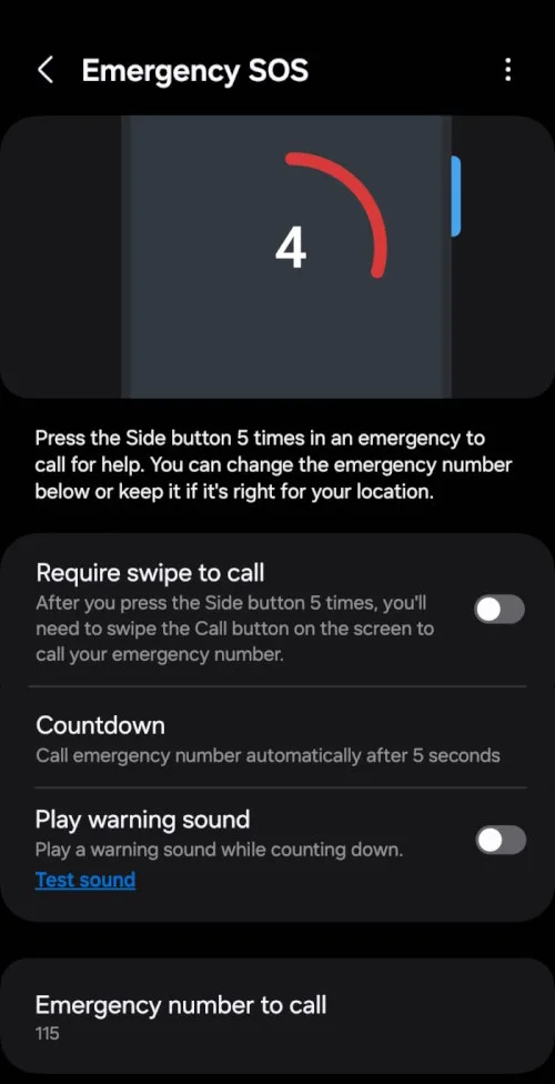 بخش Emergency SOS در اندروید