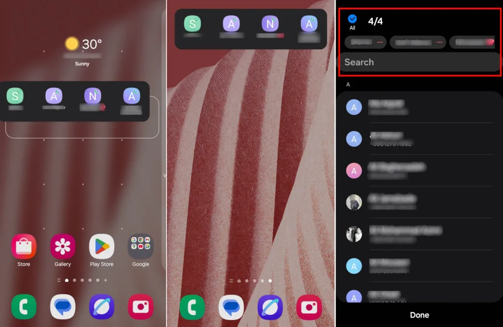 نحوه اضافه کردن مخاطب به widgets روی موبایل سامسونگ