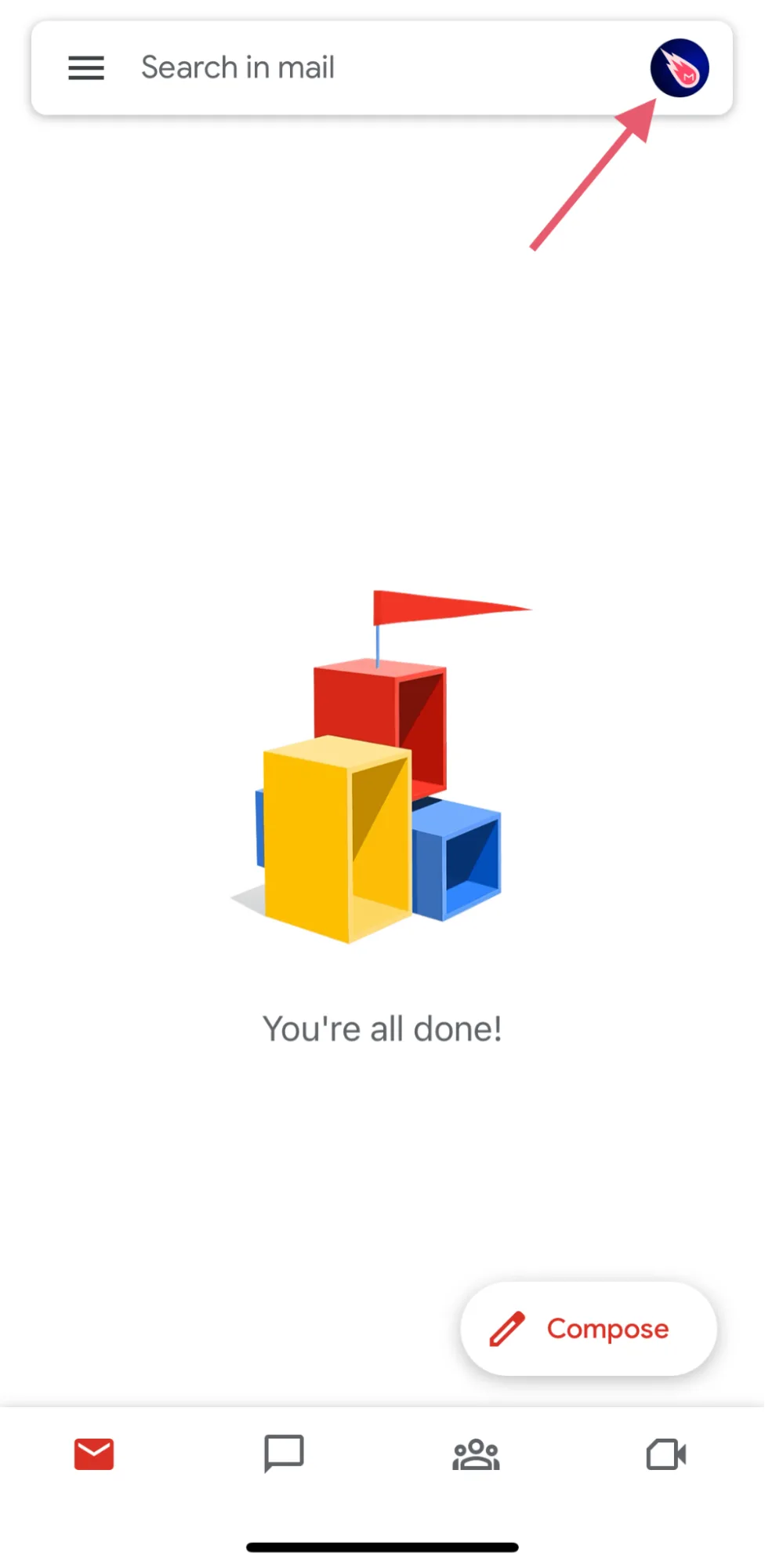 انتخاب تصویر پروفایل در برنامه جیمیل