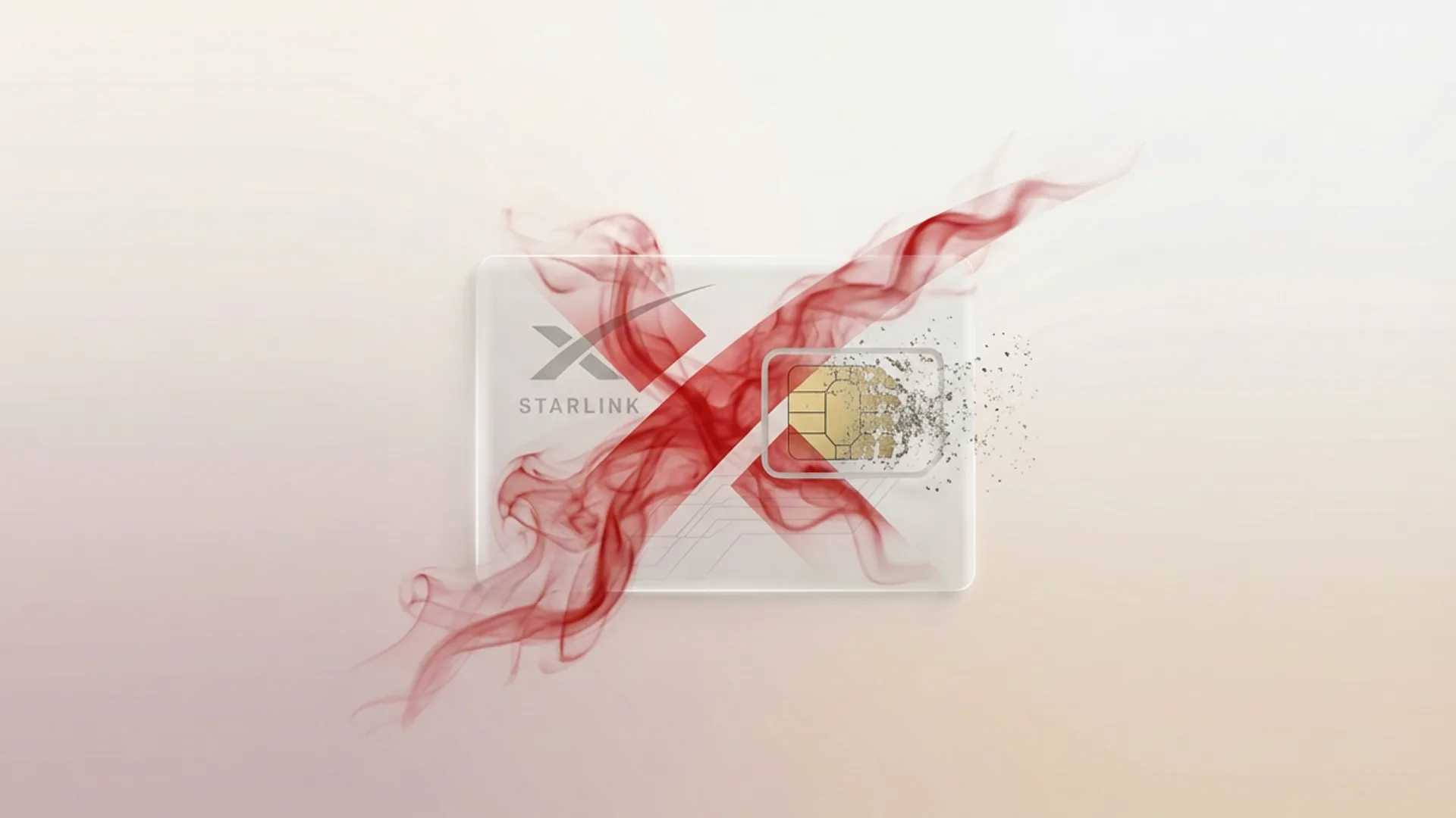 یک سیم کارت شکسته و کلمه استارلینک در کنارش
