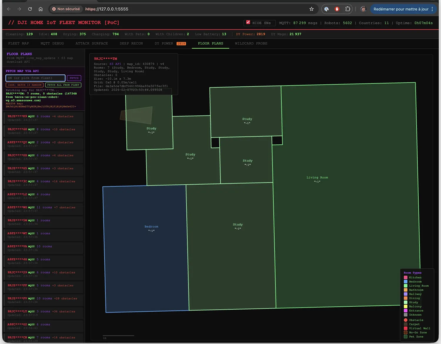 نمایی از نقشه خانه یکی از دارندگان جاروبرقی رباتیک DJI