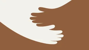 دو دست با رنگ‌های متفاوت در هم قفل شده‌اند؛ نمادی از همدلی، حمایت و پیوند انسانی فراتر از تفاوت‌ها. این تصویر ساده و مینیمال، مفهوم درک درد و احساسات دیگری را به‌زیبایی نشان می‌دهد.