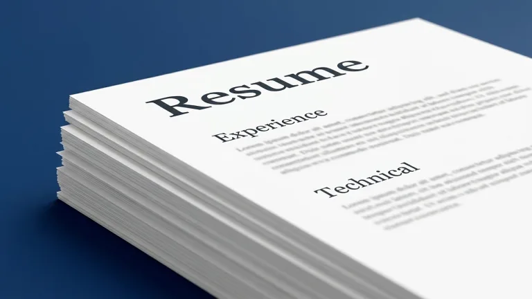 تصویری از یک تل کاغذی و عبارت Resume روی بالاترین کاغذ نوشته شده است