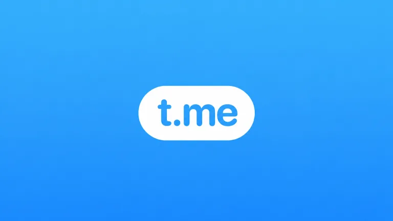 نشان دامنه کوتاه t.me تلگرام روی زمینه آبی