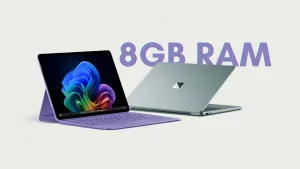 تصویری از دو لپ‌تاپ سرفس در حالت باز و بسته و عبارت 8GB RAM بالای آن‌ها درج شده است.