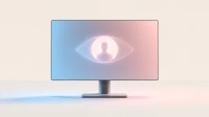 تصویری از یک چشم درون مانیتور به‌عنوان نمادی از ردیابی بیننده